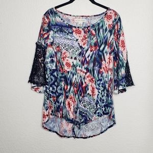 New York Laundry Floral Tie Hem Blouse Size Med